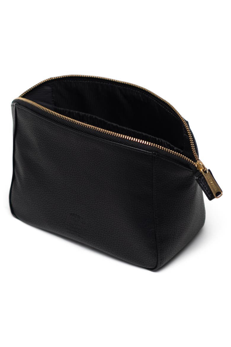 Milan Faux Leather Toiletry Bag, Alternate, color, BLACK