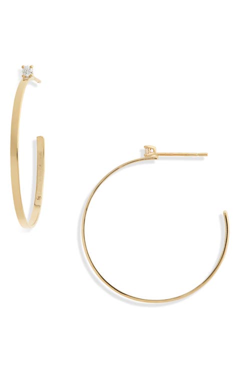 Sunrise 14K Gold Diamond Hoop Earrings