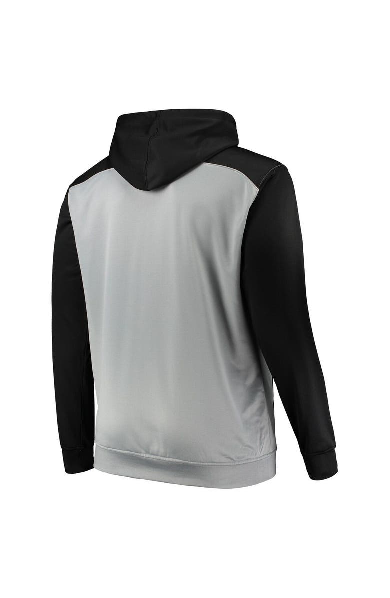 PROFILE Men's Gray/Black Brooklyn Nets Colorblock Raglan Pouch Pullover Hoodie, Alternate, color, 