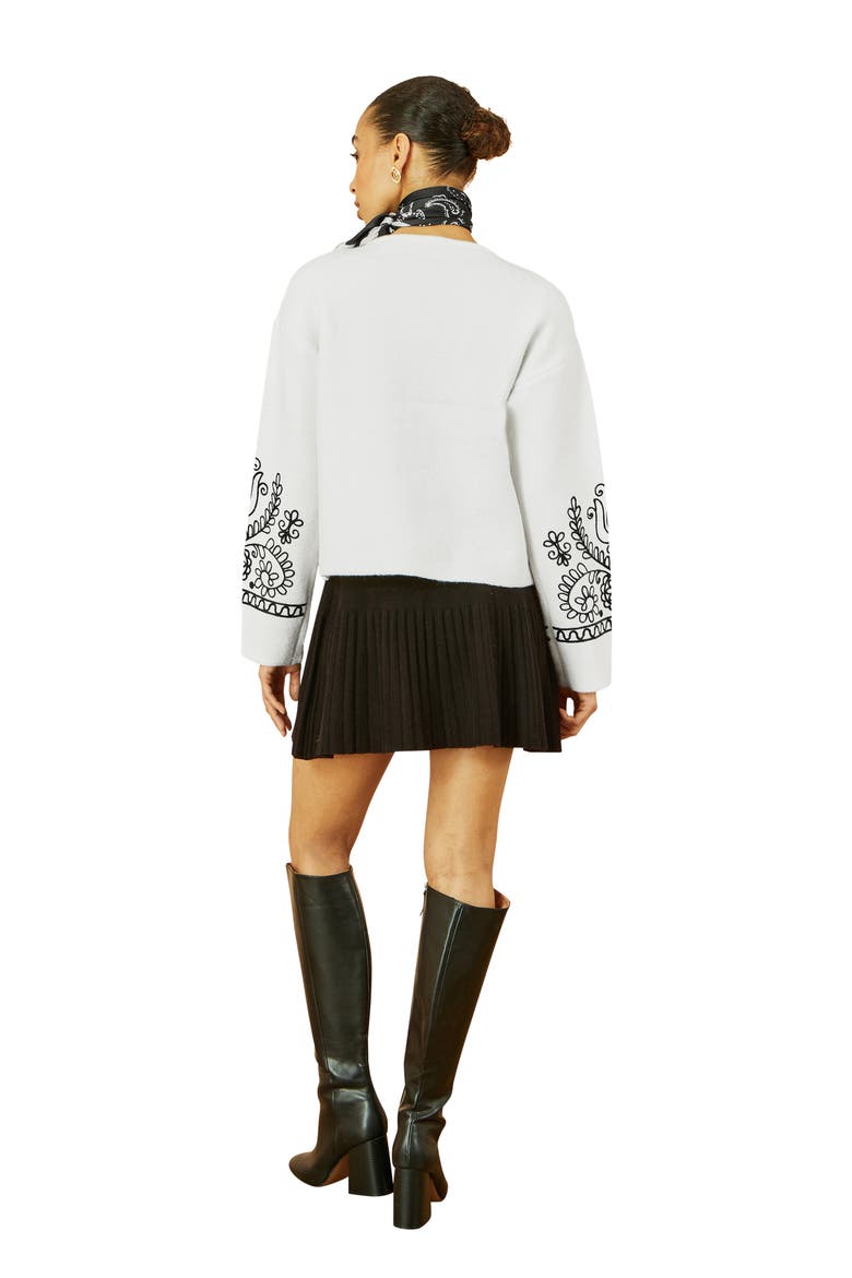 Knitted Folk Edge To Edge Cardi, Alternate, color, Ivory