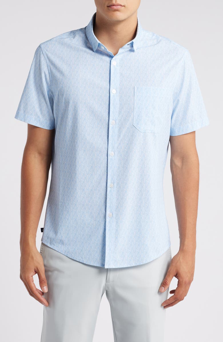 Mizzen+Main Leeward Trim Fit Short Sleeve Performance Button-Up Shirt, Main, color, 