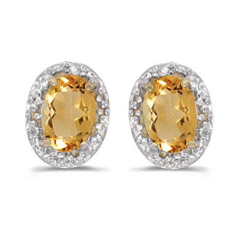 Diamond and Citrine Earrings 14k