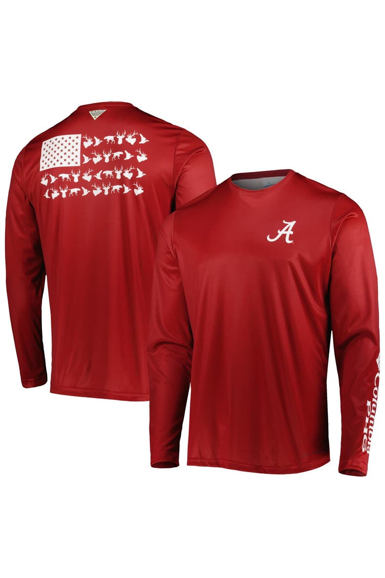 Men's Columbia Crimson Alabama Crimson Tide Terminal Shot Omni-Shade Omni-Wick Long Sleeve T-Shirt, Main, color, Crimson