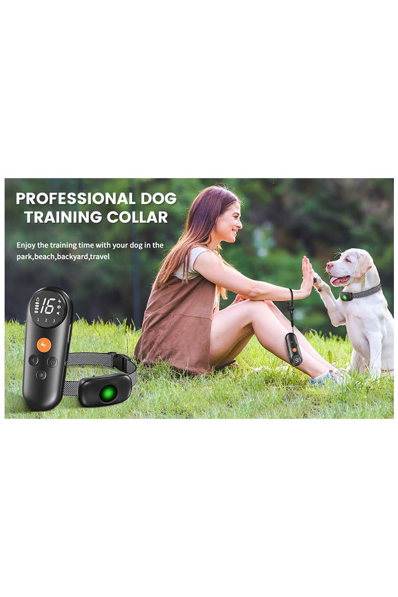 Ellipse LED 1-to-3 Dog 550-Yard Range 16-Level Vibration Sound and Stimulation Training Dog Collar, Alternate, color, BLACK