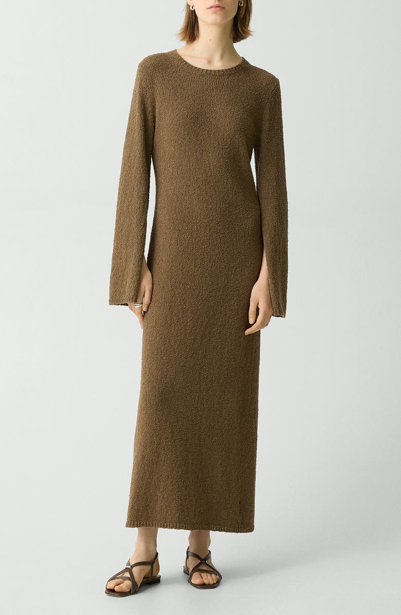 Theory Long Sleeve Organic Cotton Blend Bouclé Sweater Dress, Main, color,