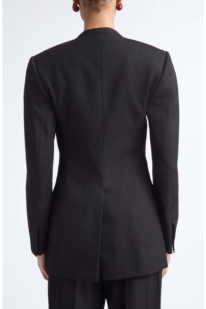 Collarless Wool Poudre Jacket, Alternate, color, 1010 DOUBLE BLACK