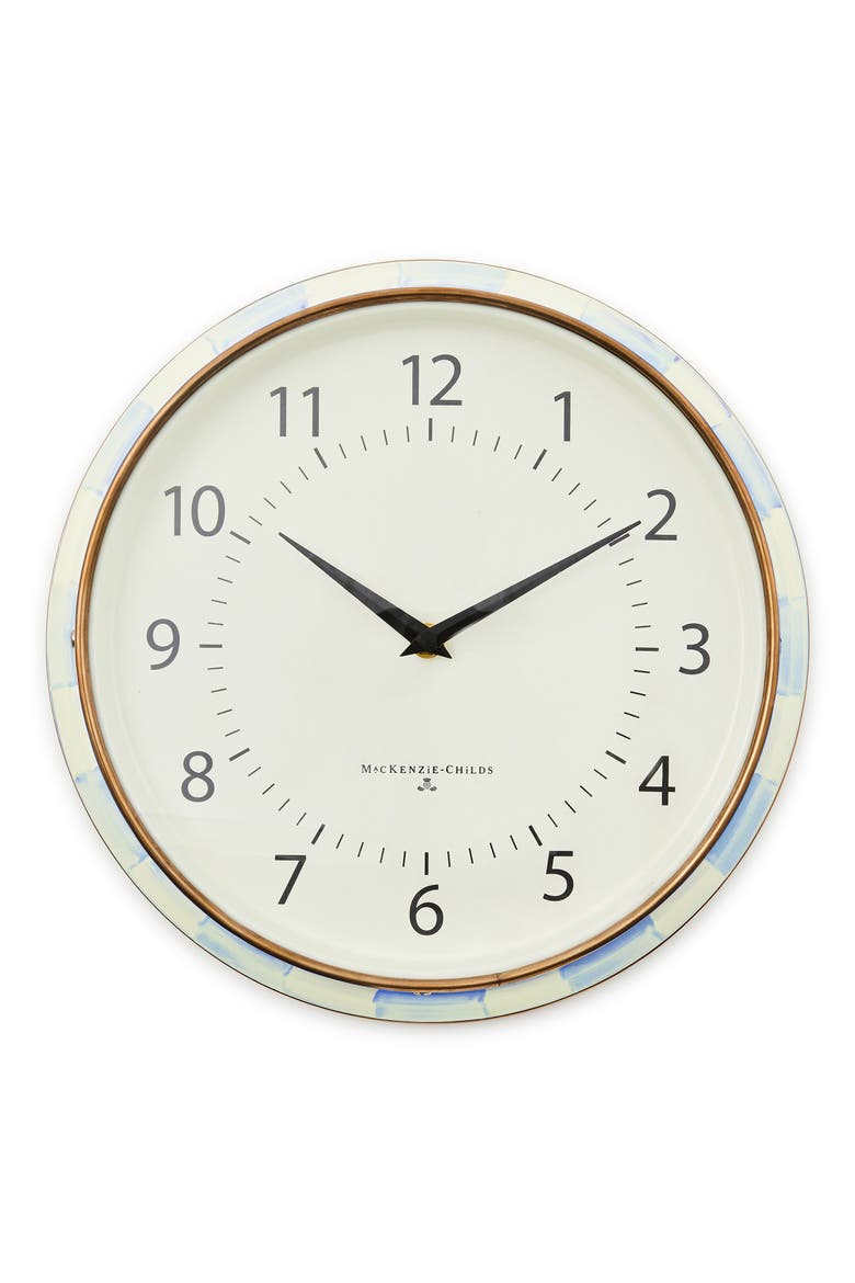 Sky Check Enameled Steel School Wall Clock, Main, color, SKY CHECK