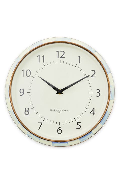 Sky Check Enameled Steel School Wall Clock