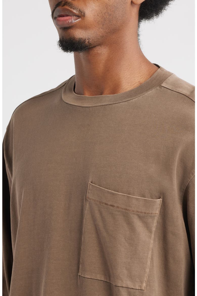 Oversize Long Sleeve Pocket T-Shirt, Alternate, color, BROWN SHIITAKE WASHED