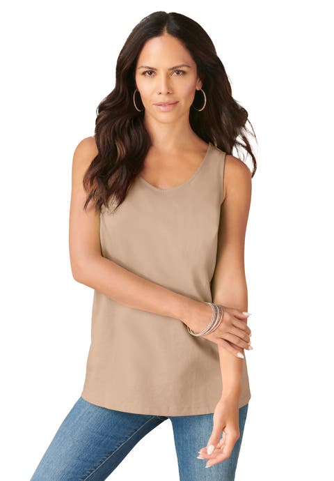 Plus Size Cotton Scoopneck Tank Top (Plus)