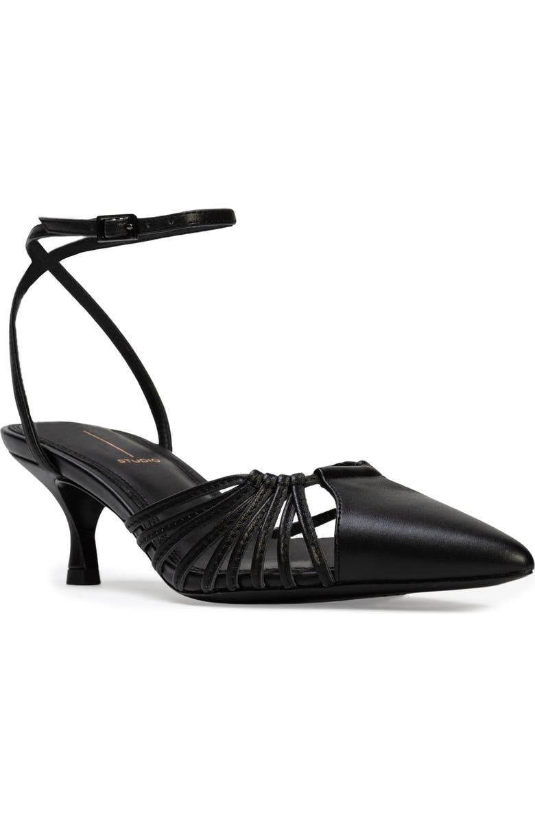 BLACK SUEDE STUDIO Grazia 50 Ankle Strap Pointed Toe Kitten Heel Pump, Main, color,
