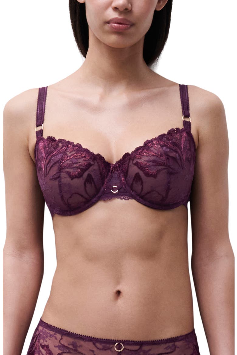 Illusion Underwire Demi Bra, Main, color, AUBERGINE LUREX