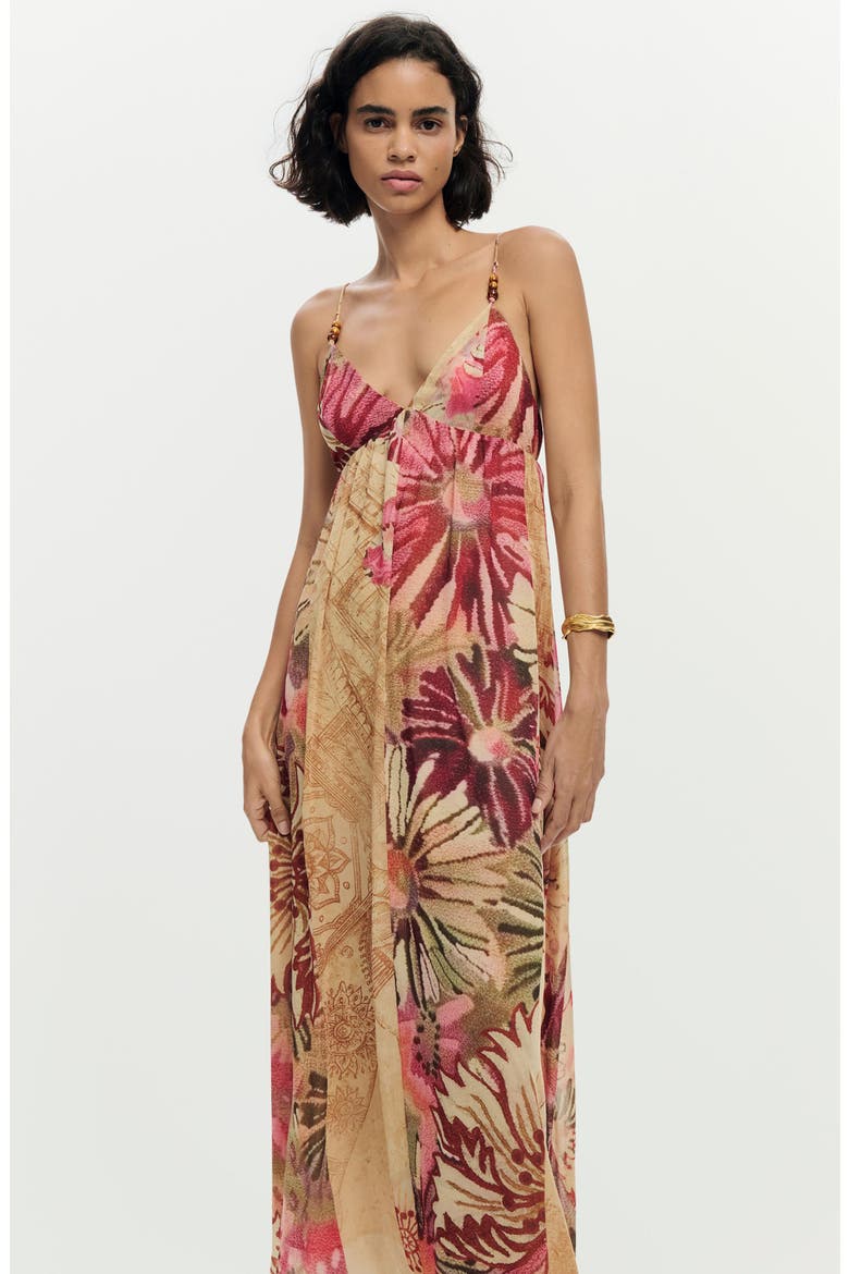 Beaded Sleeveless Midi Dress, Alternate, color, PINK