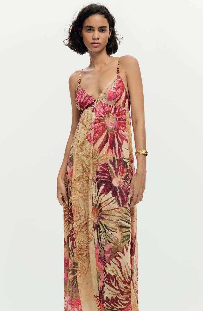 Desigual Beaded Sleeveless Midi Dress, Alternate, color, Pink