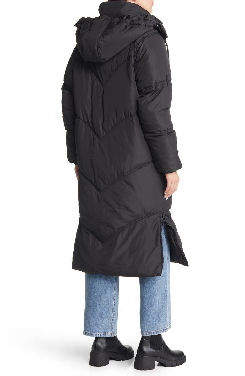 Topshop Longline Puffer Coat, Alternate, color,