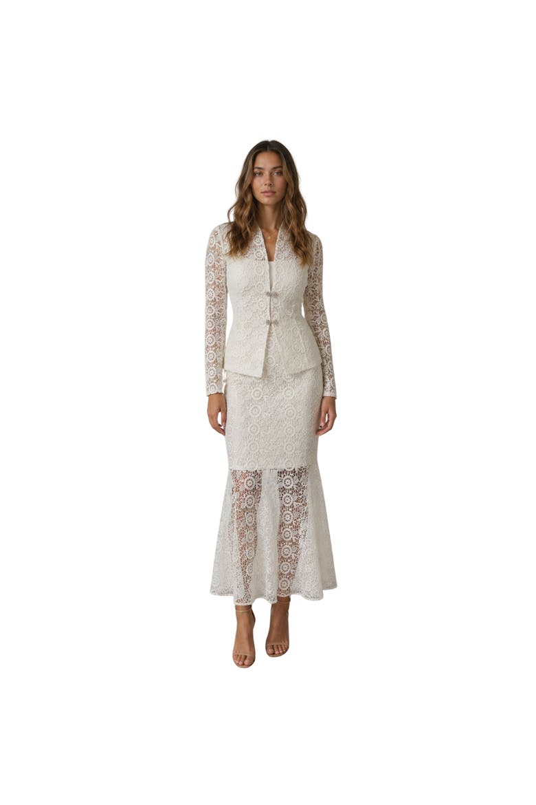 The Valentina Lace Blazer, Alternate, color, White