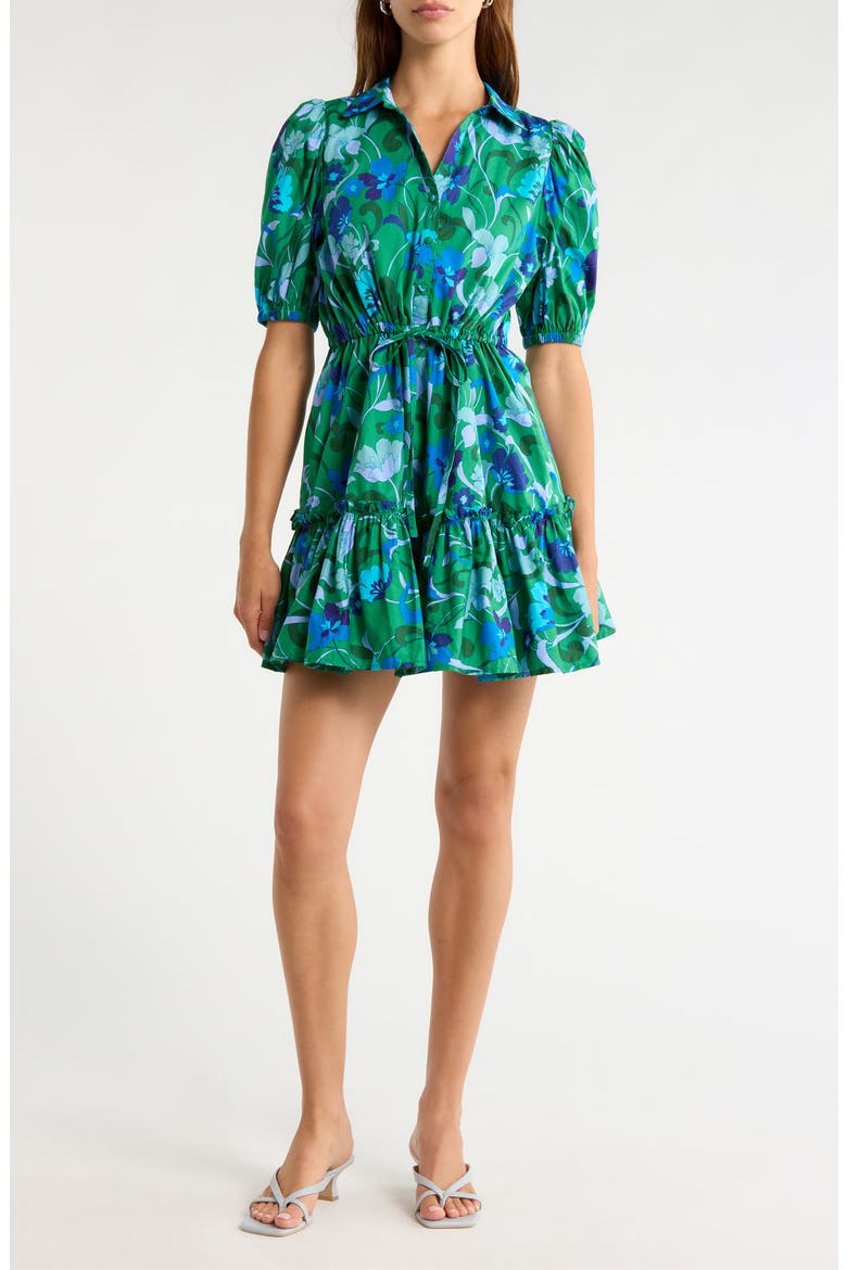 Jaidy Floral Cotton Shirtdress, Main, color, KELLY-BLUES-MUL