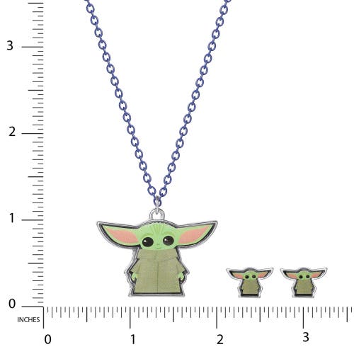 Star Wars The Mandalorian Grogu Fashion Stud Earrings And Necklace Set In Green
