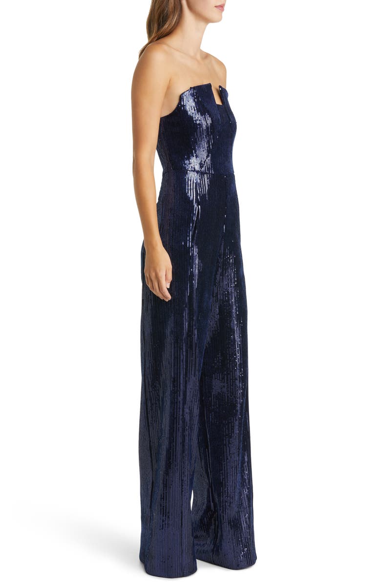 Black Halo Lena Sequin Strapless Jumpsuit, Alternate, color, Dazzling Abyss