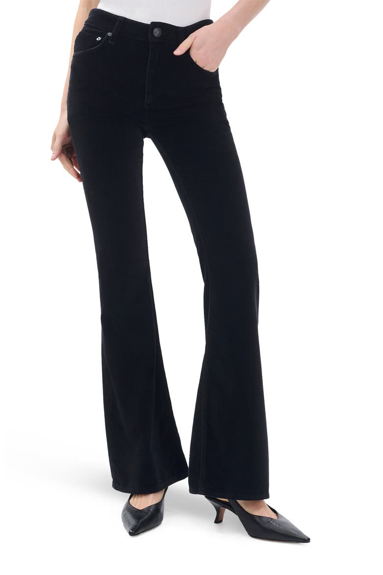 Flexi Velvet Dahlia Mid Rise Flare Jeans, Main, color, BLKVELVET