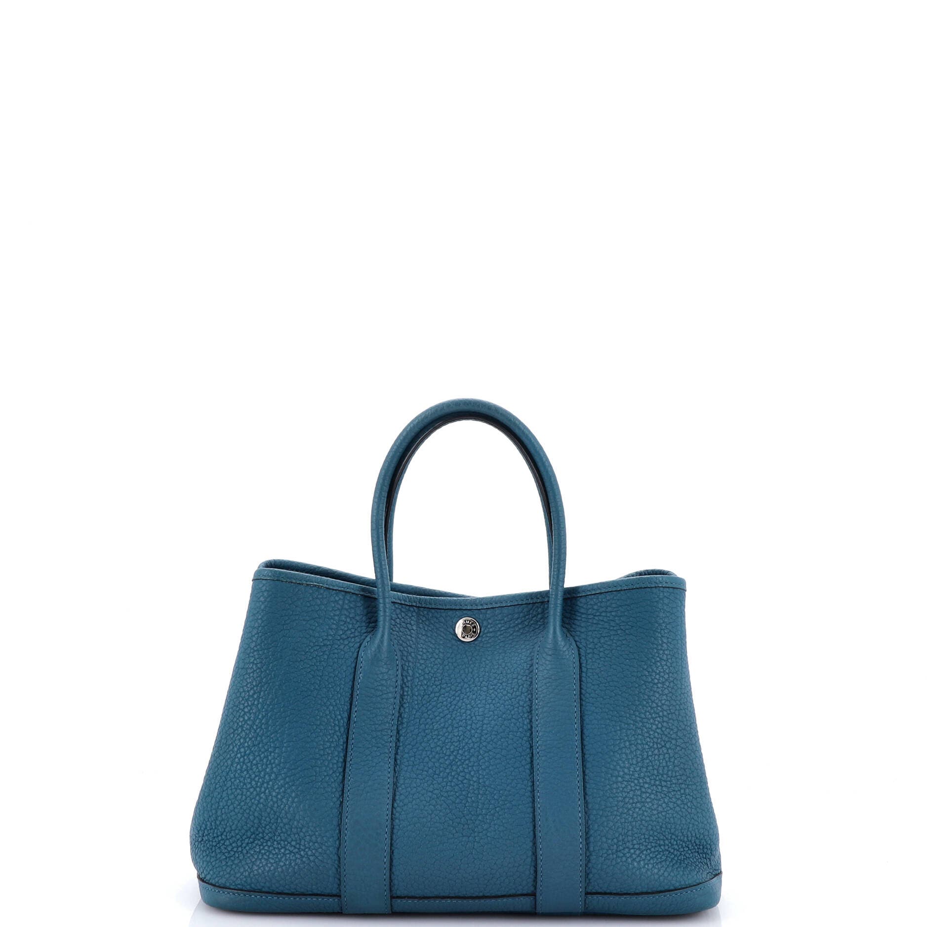 Pre-Owned Hermes Garden Party Tote Leather 30, Alternate, color, Bleu Outremer