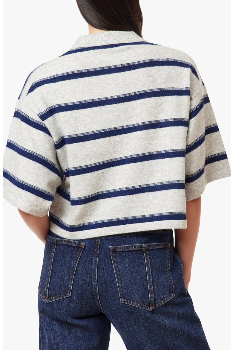 Stripe Rugby Polo Sweater, Alternate, color, HEATHER GREY