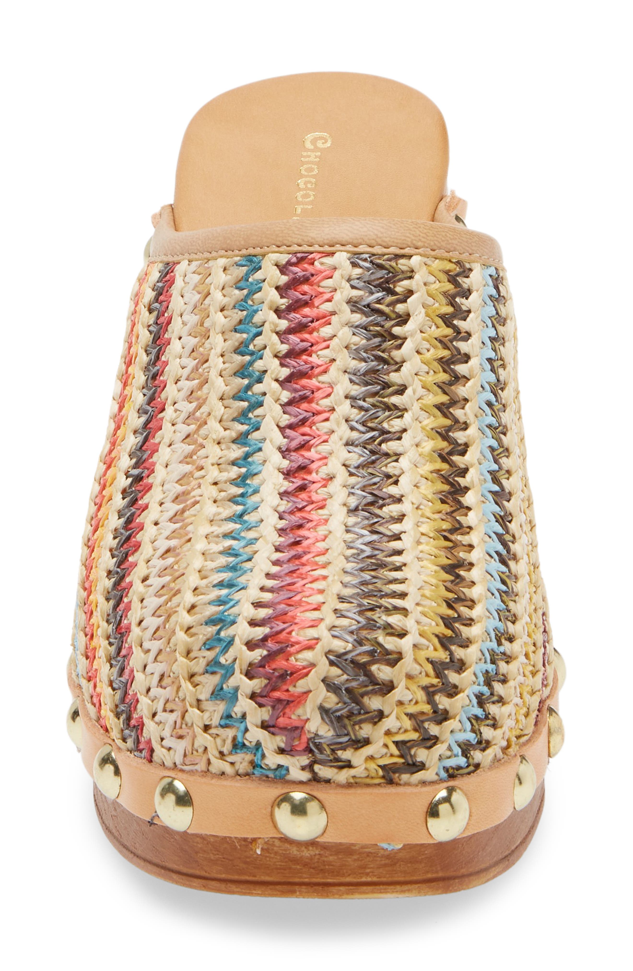 Chocolat Blu Melody Block Heel Clog, Alternate, color, Multi Raffia