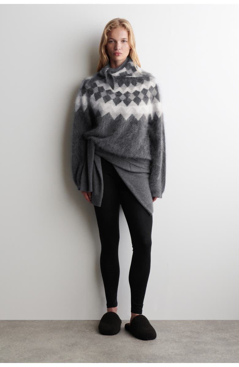COS Fair Isle Brushed-cashmere Jumper, Alternate, color, Charcoal / Gray