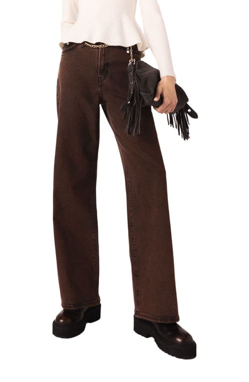 Maje Bootcut Jeans With Chain In Brown
