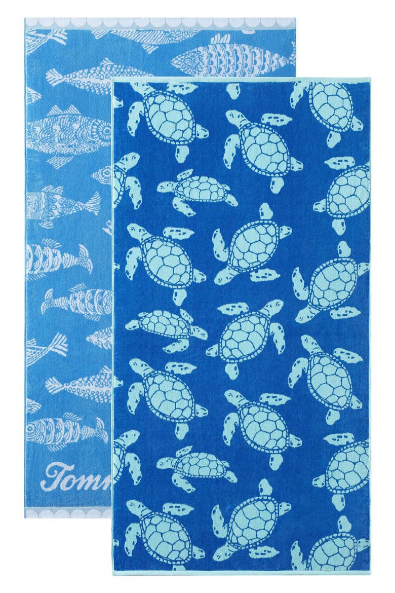 Cotton Velour Beach Towel, Alternate, color, MEDIUM / DARK BLUE