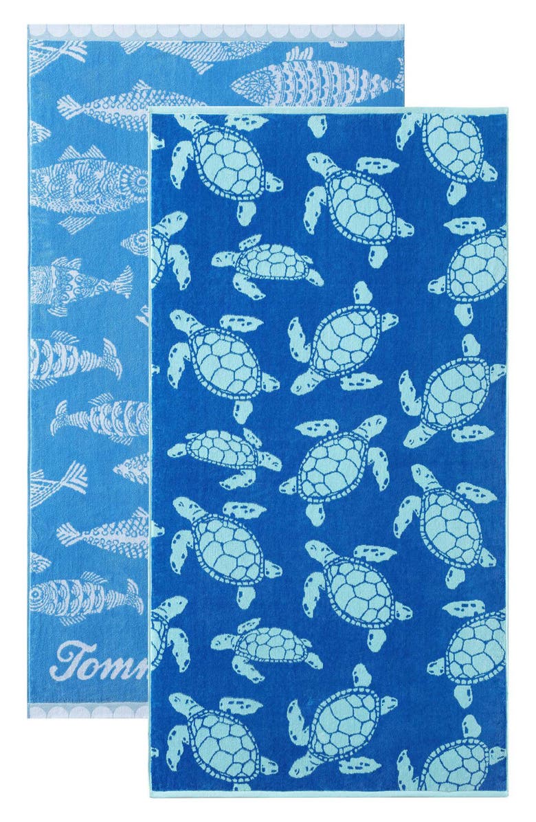 Tommy Bahama Cotton Velour Beach Towel, Alternate, color, Medium / Dark Blue