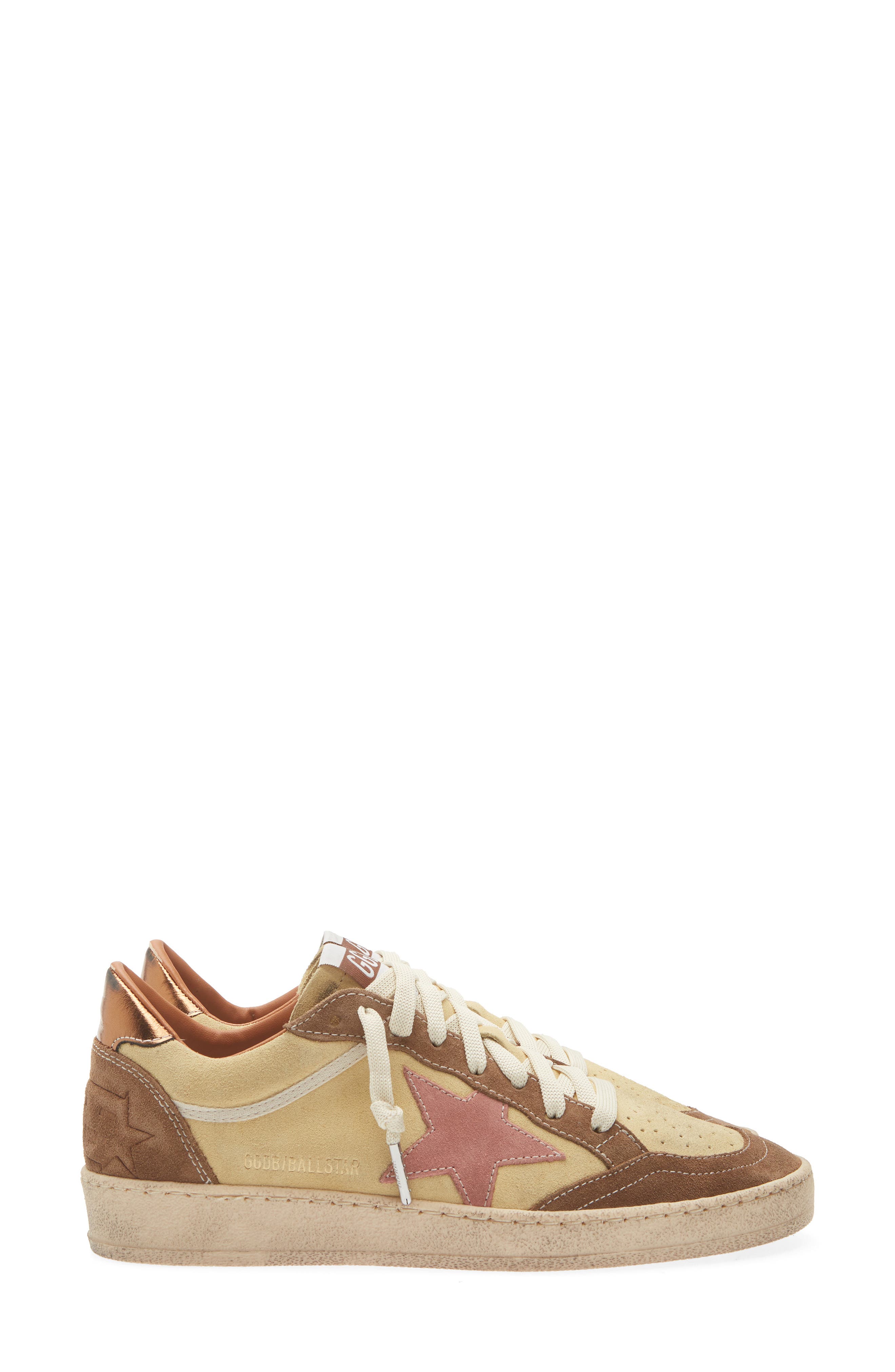 Suede Ball Star Sneaker, Alternate, color, YELLOW/ BEIGE/ PINK/ BRONZE
