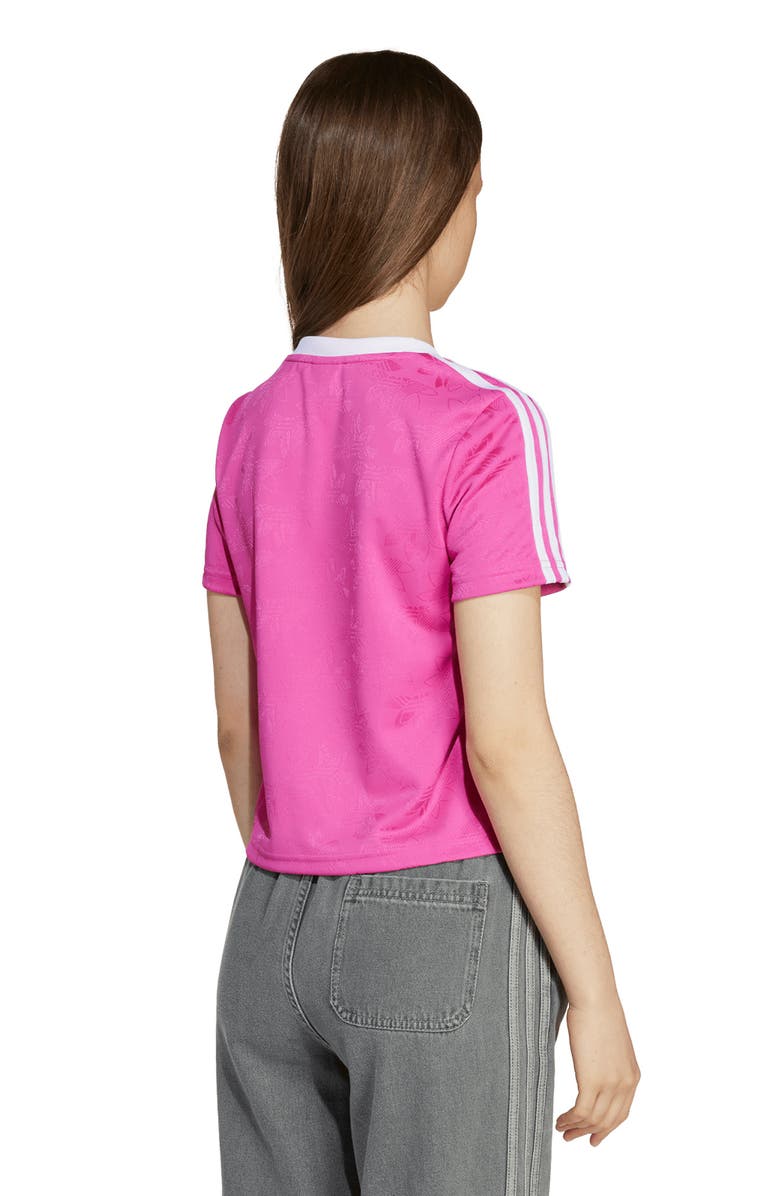 adidas Originals Kids' Contrast Binding Crop T-Shirt, Alternate, color, Semi Lucid Fuchsia