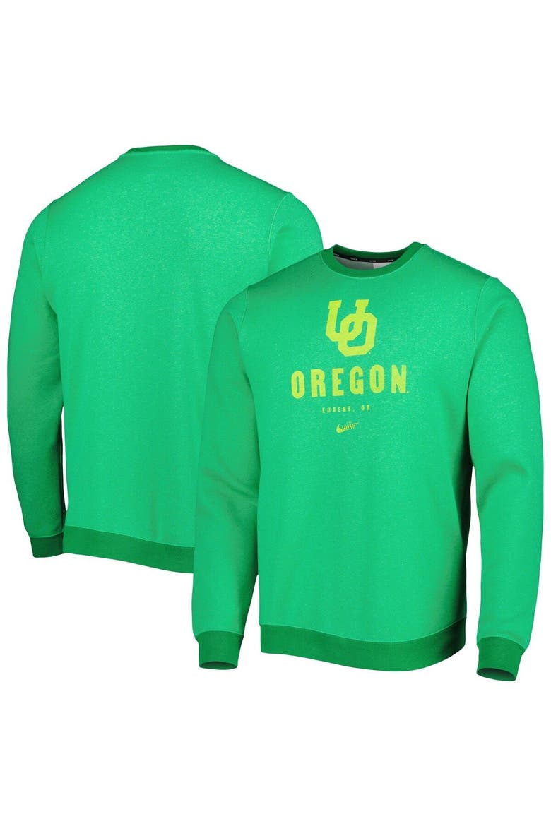 Men's Nike Green Oregon Ducks Vault Stack Club Fleece Pullover Sweatshirt, Main, color, Green