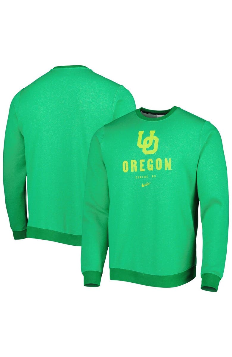 Nike Men's Nike Green Oregon Ducks Vault Stack Club Fleece Pullover Sweatshirt, Main, color, 