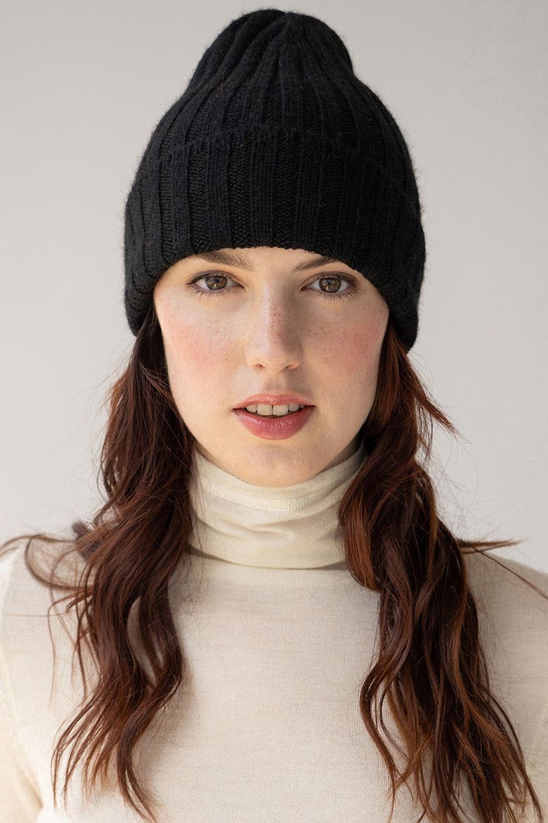 Ribbed Beanie, Alternate, color, BLACK