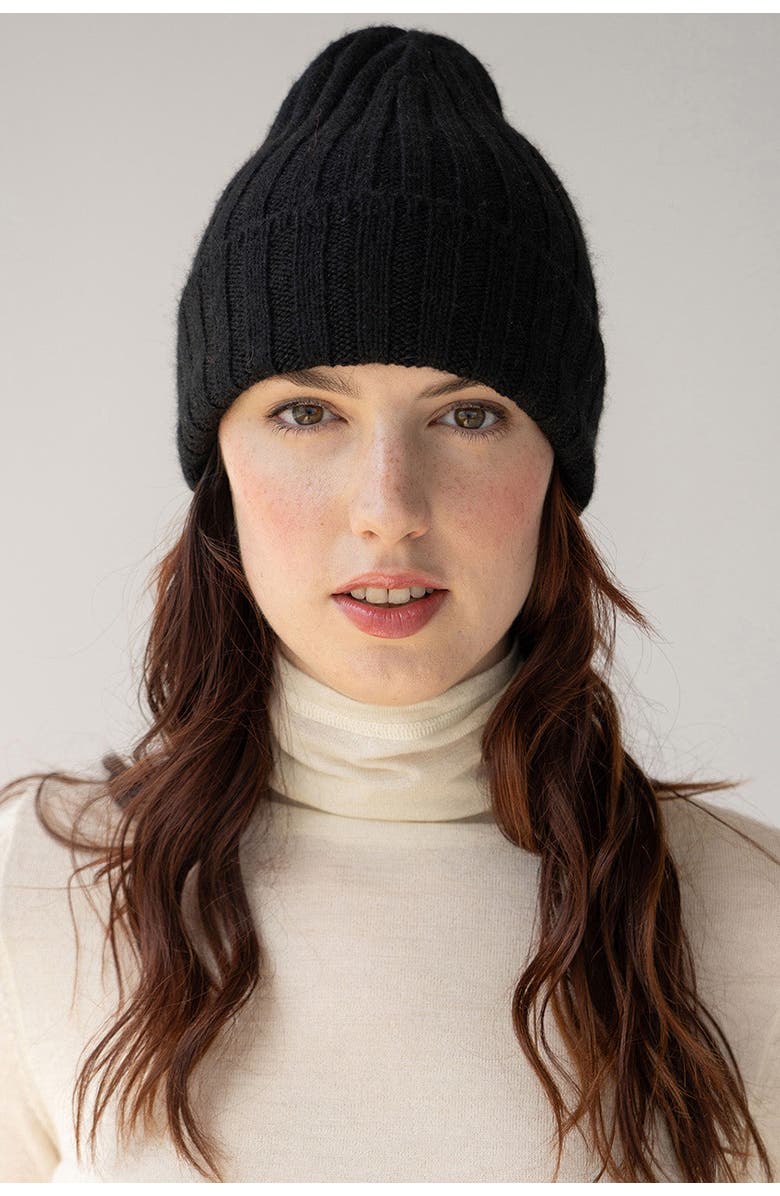 SSKEIN Ribbed Beanie, Alternate, color, Black