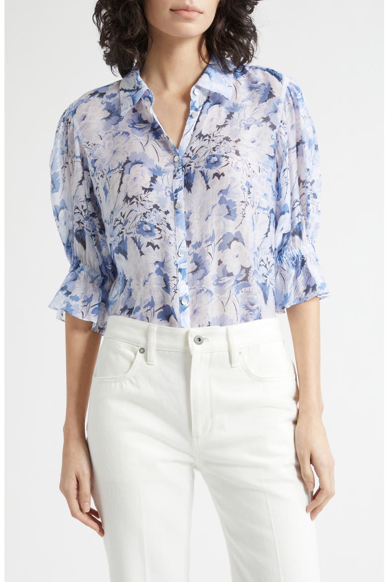 Fiona Floral Button-Up Top, Main, color, NAVY MULTI