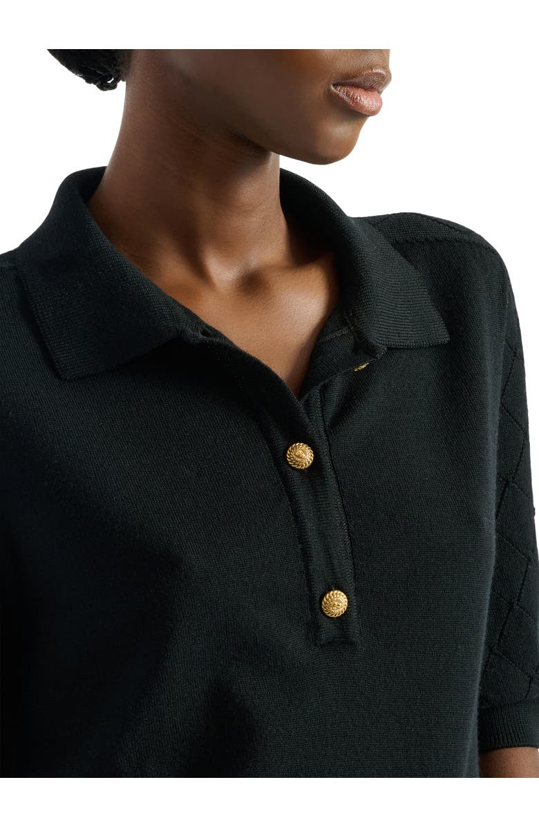 Balmain Knitted 3-button polo, Alternate, color, Black