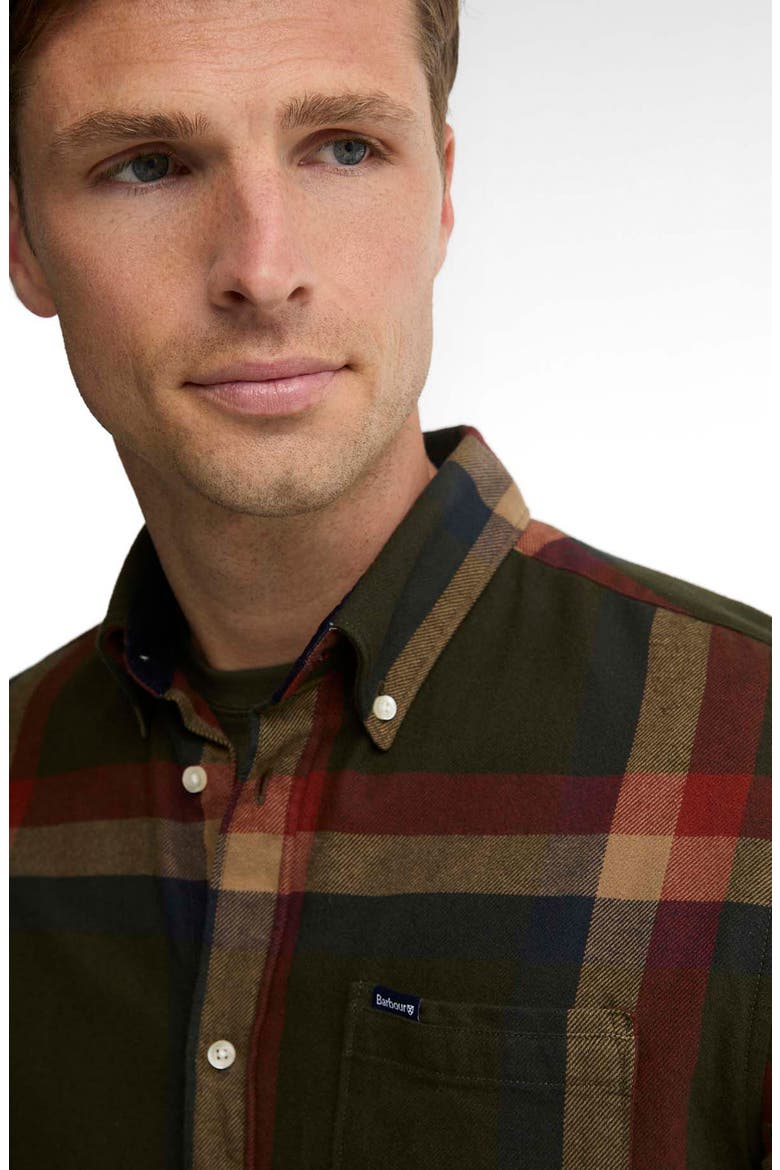 Folley Tailored Plaid Cotton Shirt, Alternate, color, MID OLIVE