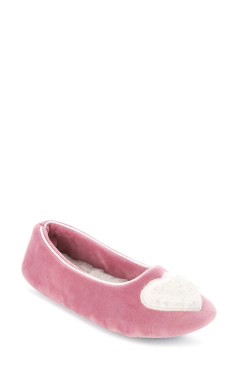 Zoe Heart Ballerina Slipper with Faux Fur Lining (Women)