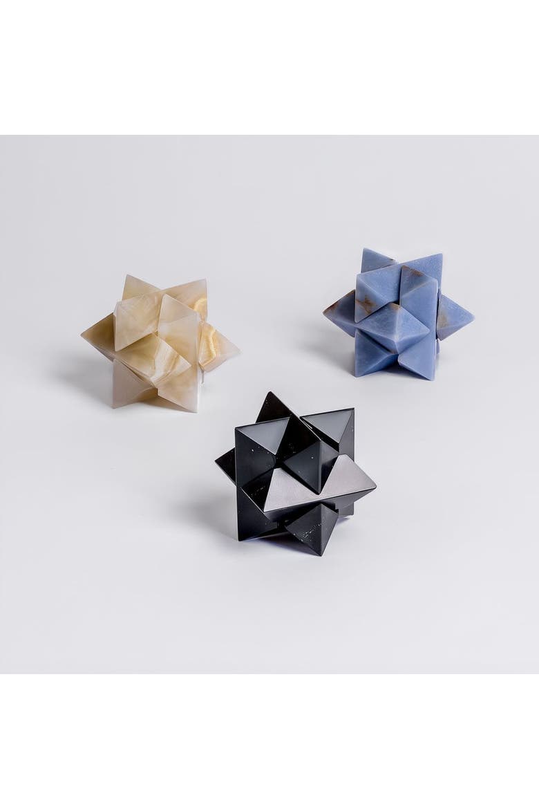 Burr Star Puzzle, Alternate, color, Blue Angelite
