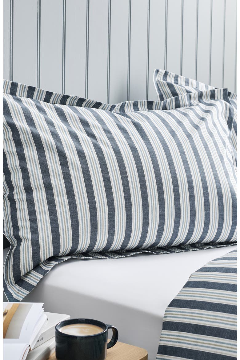Calder Stripe Cotton Duvet Cover & Sheet Bundle Set, Alternate, color, Navy
