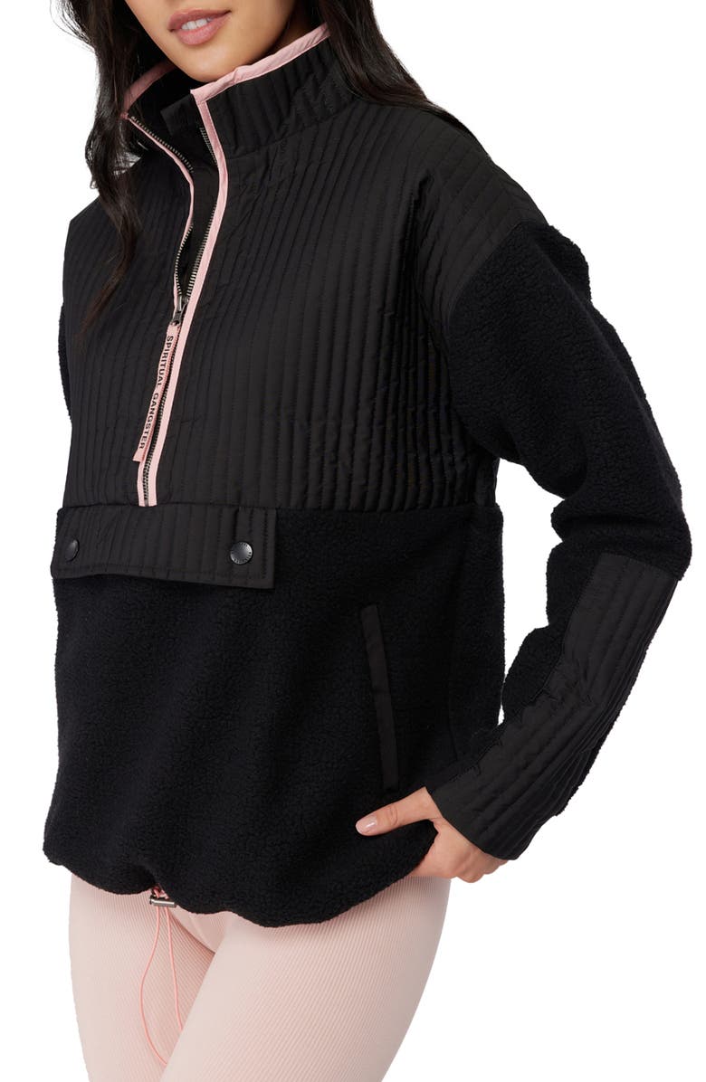 Spiritual Gangster Mix Media Half Zip Pullover, Alternate, color,