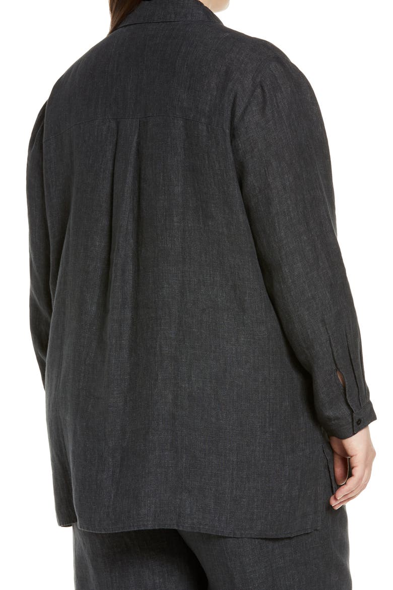 Classic Collar Organic Linen Boxy Shirt, Alternate, color, GRAPHITE