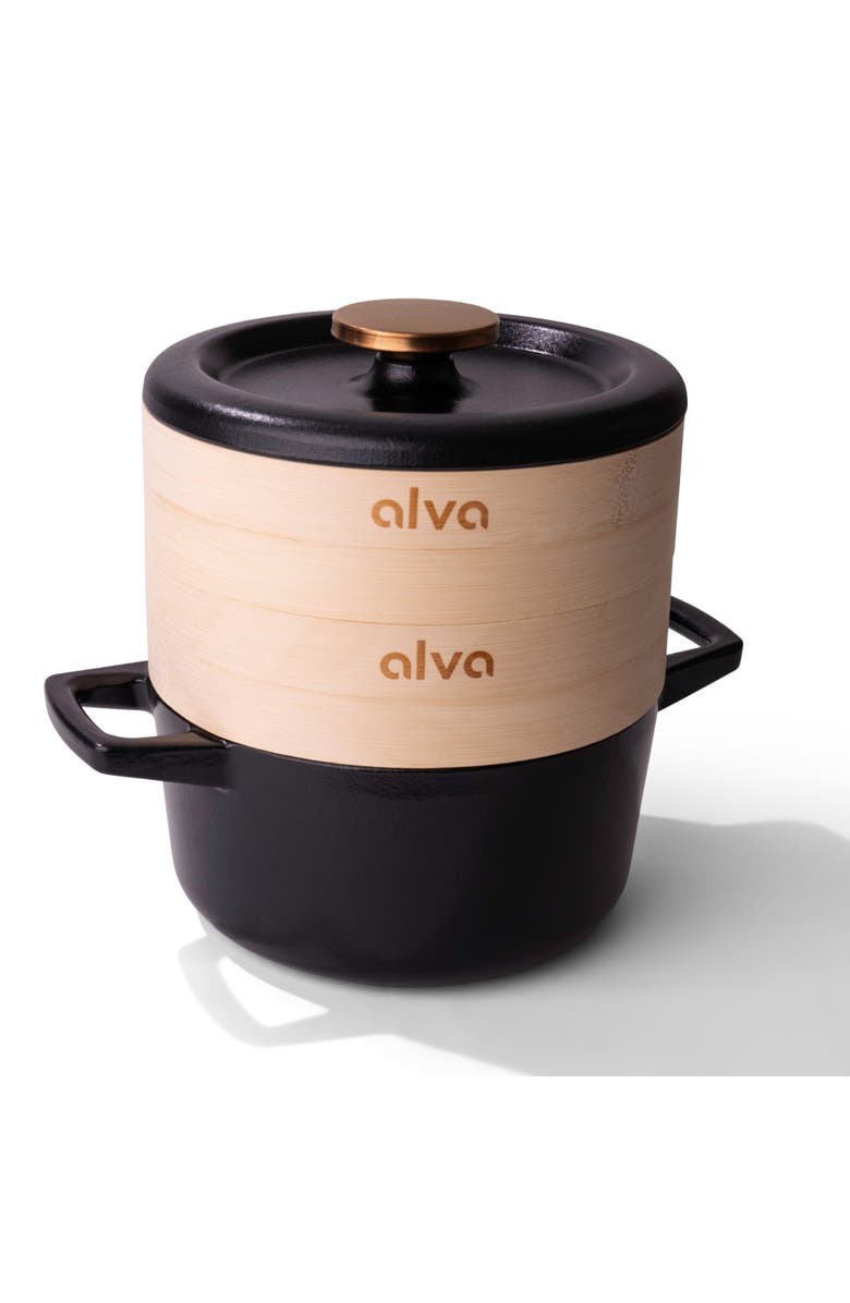 Alva Nori 2.5 Qt Enameled Cast Iron Cocotte Dutch Oven
Steamer Set, Main, color, Black