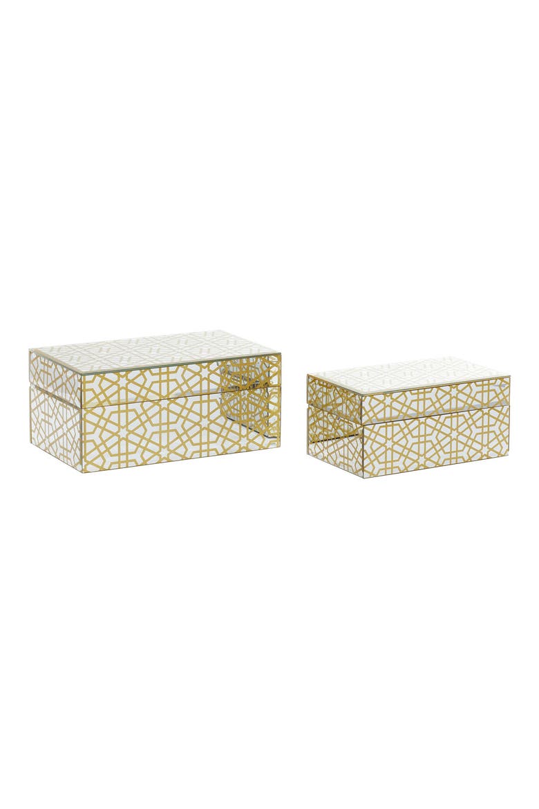 Glam Gold Set of 2 Decorative Wood Boxes, Main, color, GOLD