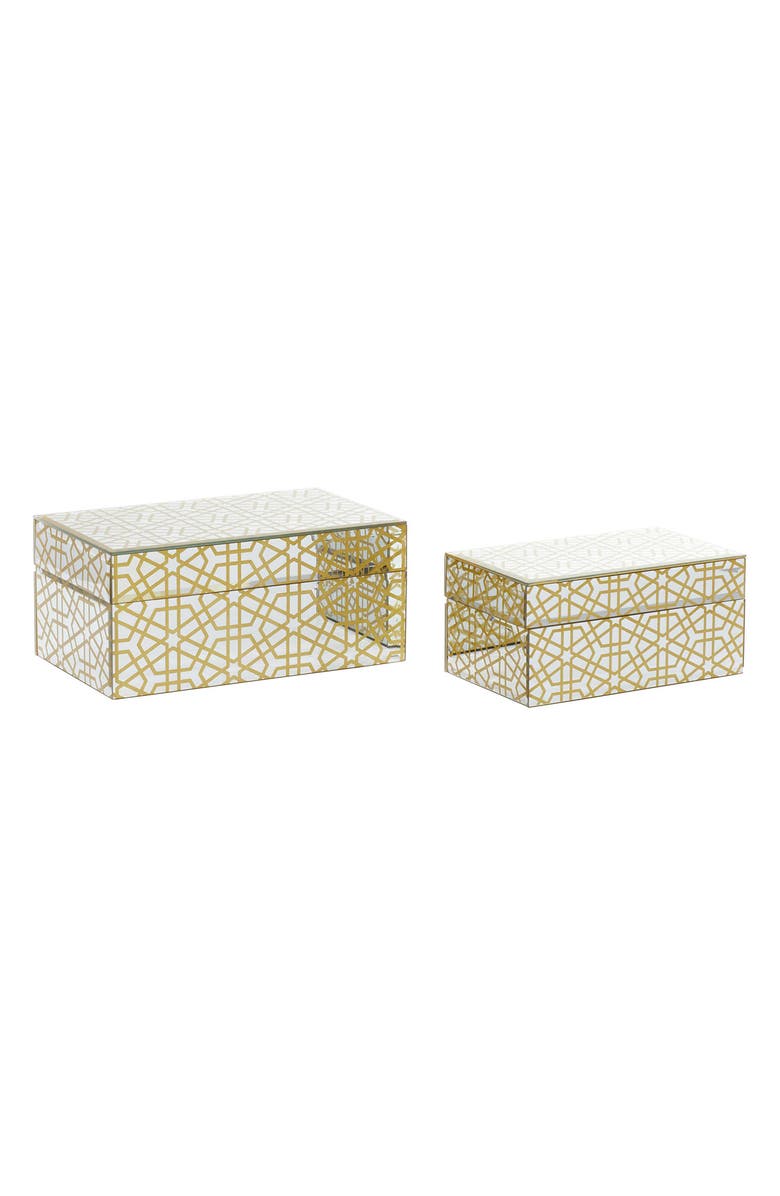 UMA Glam Gold Set of 2 Decorative Wood Boxes, Main, color, Gold