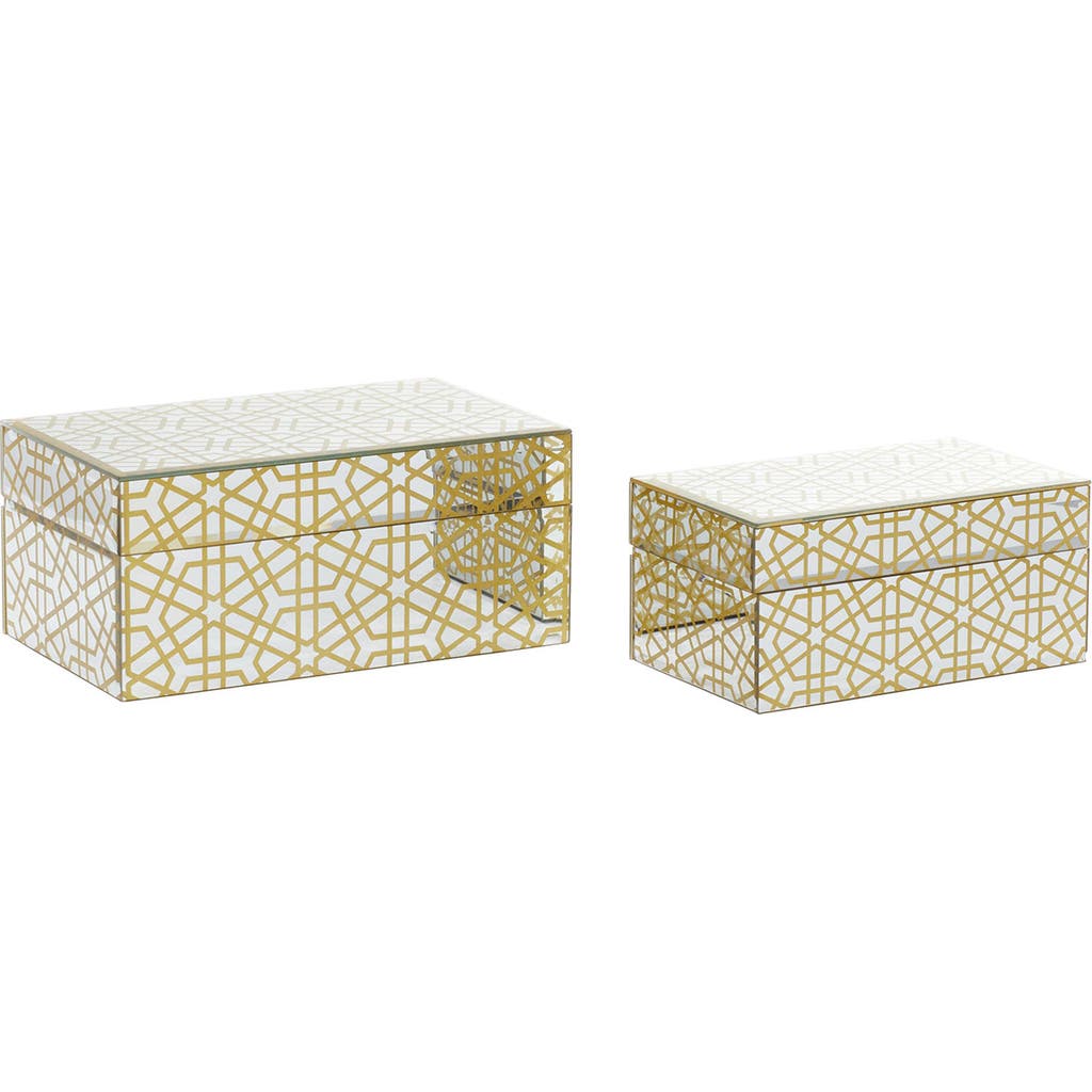 Uma Glam Gold Set Of 2 Decorative Wood Boxes In Gold