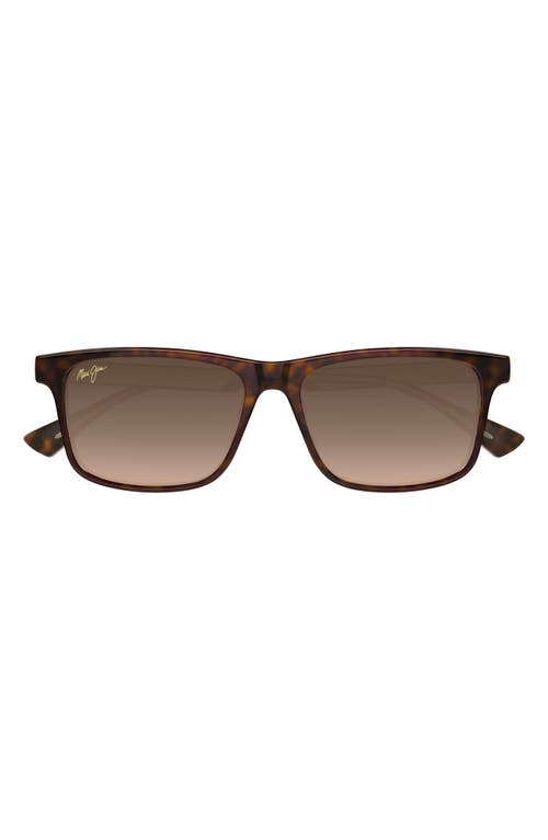 Maui Jim Okina 55mm Polarized Rectangular Sunglasses In Brown